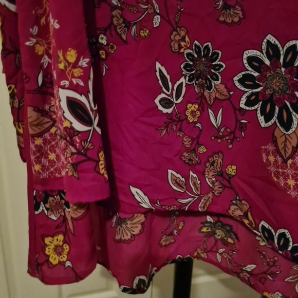 Millers 22 Red Floral Sheer Longsleeves Semi Formal Summer Blouse Tops - Picture 5 of 7